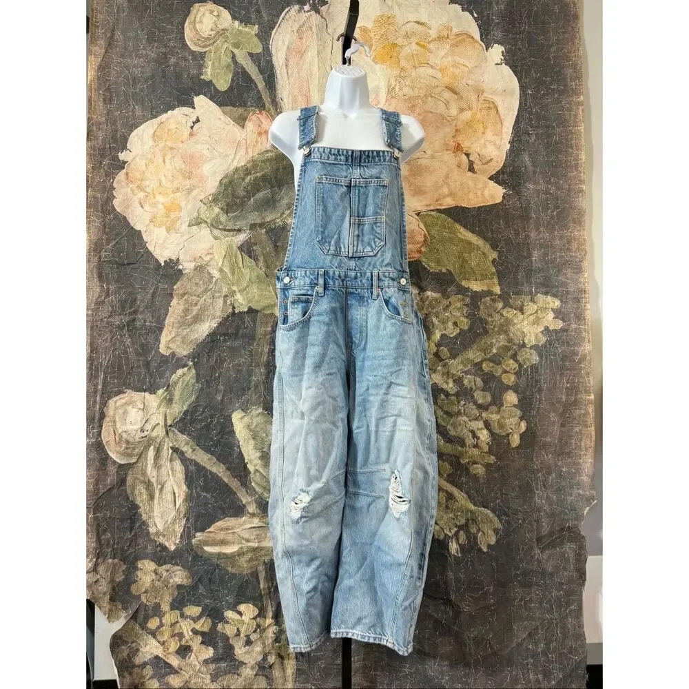 New Free People We The Free Good Luck Barrel Overalls Size XL